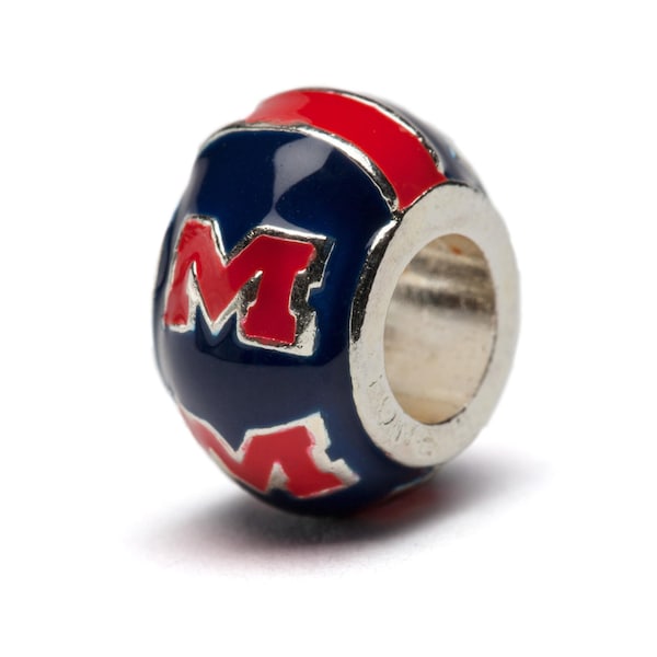 Stone Armory University Of Mississippi Bead Charm | Ole Miss Rebels Jewelry | Blue Logo Stripe Bead Charm | Perfect UM Gift