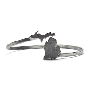 Stone Armory Antique Silver Plated Brass Michigan Wrap Bracelet | State Of Michigan Jewelry | Adjustable Bracelet | Perfect Michigander Gift