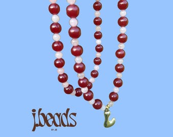 Handmade Beaded Necklace – Red & Pink