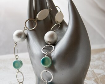 Metal, Ceramic, Acrylic and Wood Round Bauble Necklace