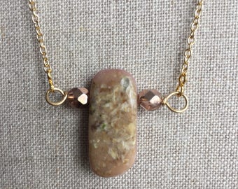 Pink Opal pendant, gold