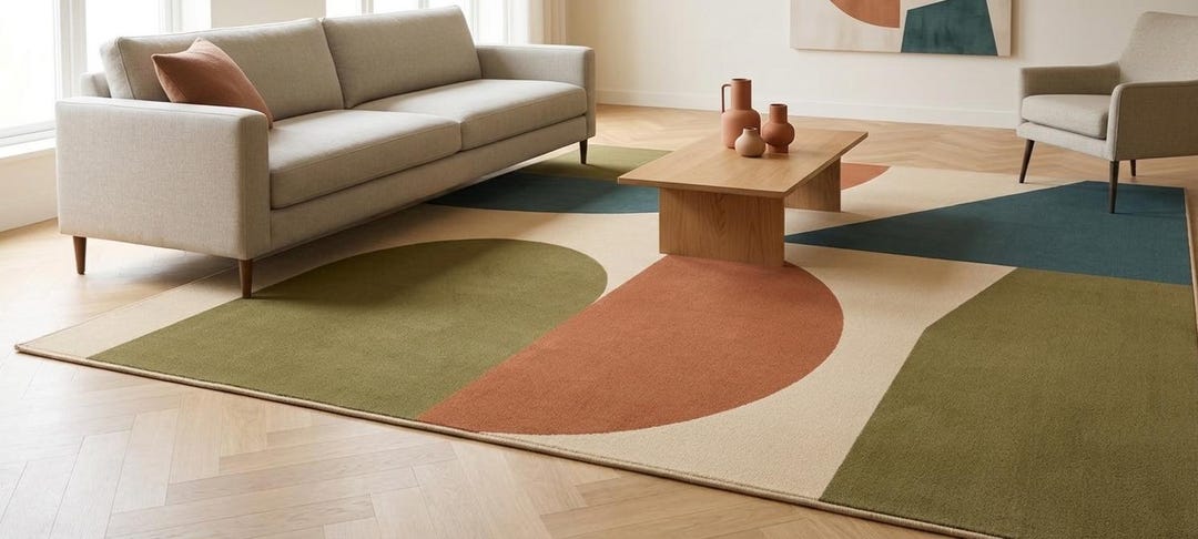 Hand Tufted Wool Area Rug, Modern Abstract Geometric Design ...
