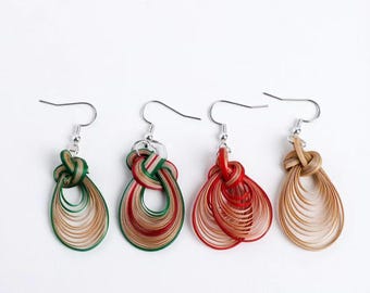 Lightweight Bamboo Weave Knot Earrings | Boho Chic Teardrop Dangles