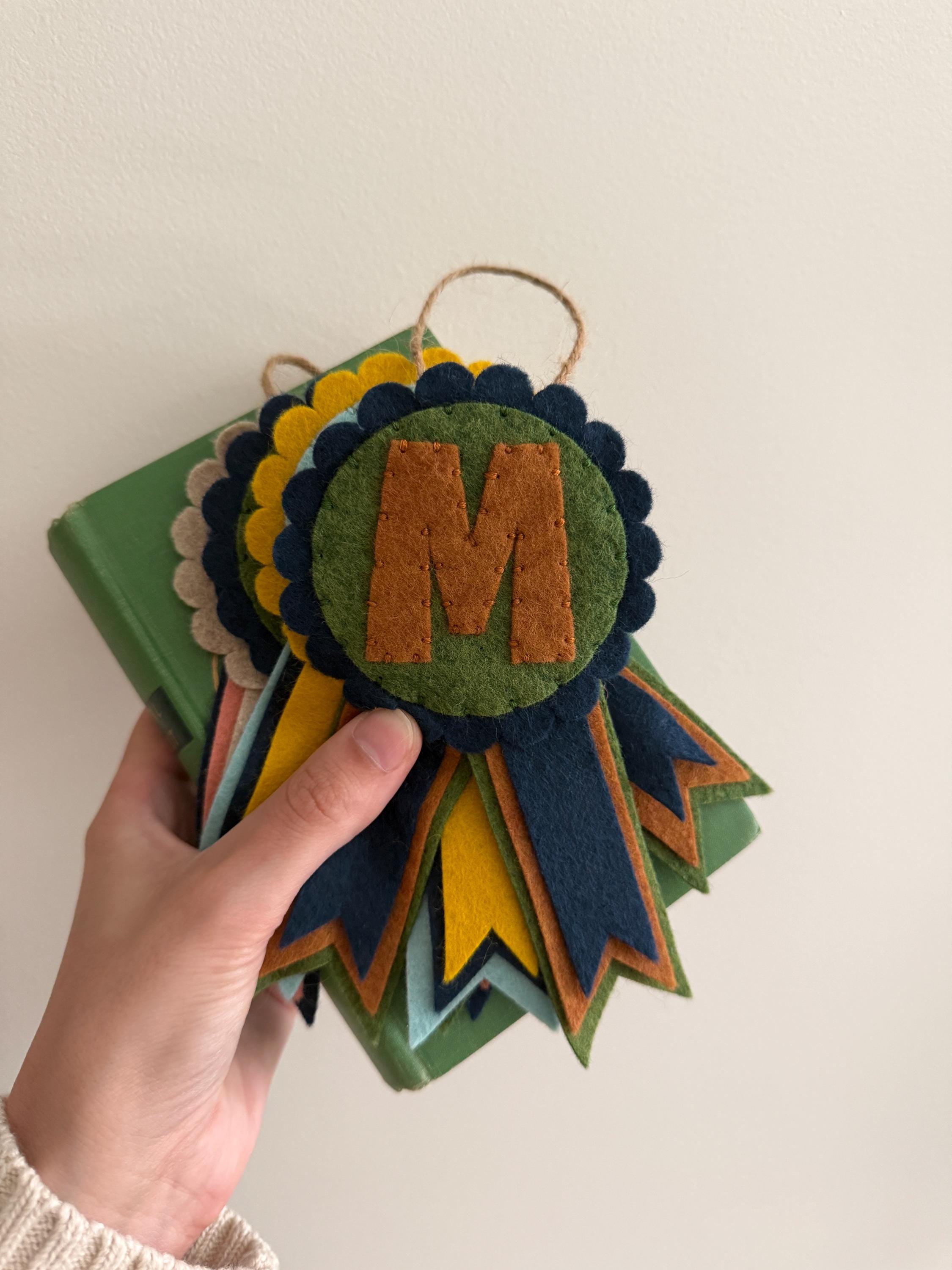 Felt Ribbon Template Personalized Felt Award Ribbon, Custom Initial Number Keepsake, Merino ...