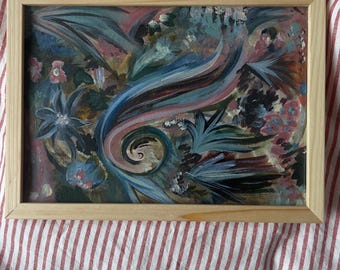 Lámina artística pintada a mano con acrílico y gouache: Naturaleza caprichosa (14,8 x 21 cm)