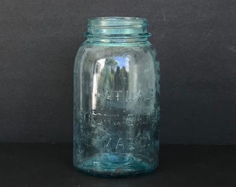 Vintage Atlas Strong Shoulder Mason Jar 6 3/4" Tall x 3 7/8" Wide There are a Lot of Stains and NO LID