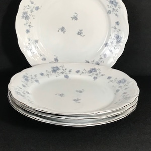 4 Dinner Plates 10&quot; Johann Haviland Bavaria Germany China Blue Garland Pattern