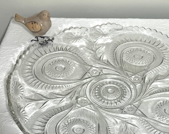 Punch Bowl Underplate Pinwheel & Stars by SMITH GLASS Made in the US ~ Pressed Glass Under Plate
