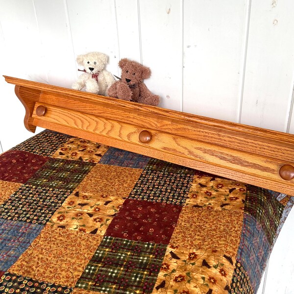 thumbnail image 2 of Hope Woodworking RRD Quilt Hanger For Wall For Display (30") Amish Made Wooden Quilt Rack Wall Mount - Rustic Tapestry Quilt Wall Hangers (Maple Wood, Ebony Stain, 30" Long 2 of 9