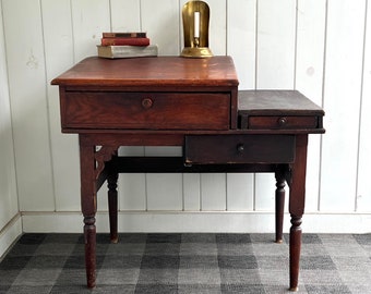 Antique Reading Railroad Desk, Train Station Desk, Table, Office, Slant Top 3 Drawers