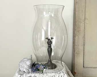 16 Tall Clear Glass Hurricane Candle Holder Cover Chimney Shade 5 1/2 ...