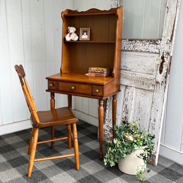 Small Hutch Desk 23 1/2” W x 14 3/4” D Maple Desk w Hutch - Chair not Included - Lightweight 27 lbs.