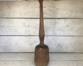 11 3 4 quot Vintage Masher Primitive Farmhouse Turned Wood Potato Masher Food Pestle Tenderizer Kitchen Pantry Tool w Cracked Handle