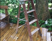 Vintage Step Ladder Three Step Wooden Folding Plant Stand Rustic Ladder Farmhouse Decor