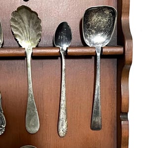 Vintage Spoon Rack w/ 18 pc. Spoon Collection - 10 3/4&quot; wide and 18&quot; tall - Grouping B - 18 Slot Spoon Rack includes 18 Spoons