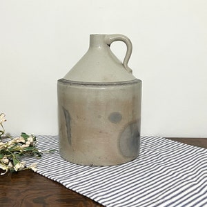 Oatmeal Salt Glaze Crock Whiskey Stoneware Jug 13 1/4&quot; tall x 9&quot; wide