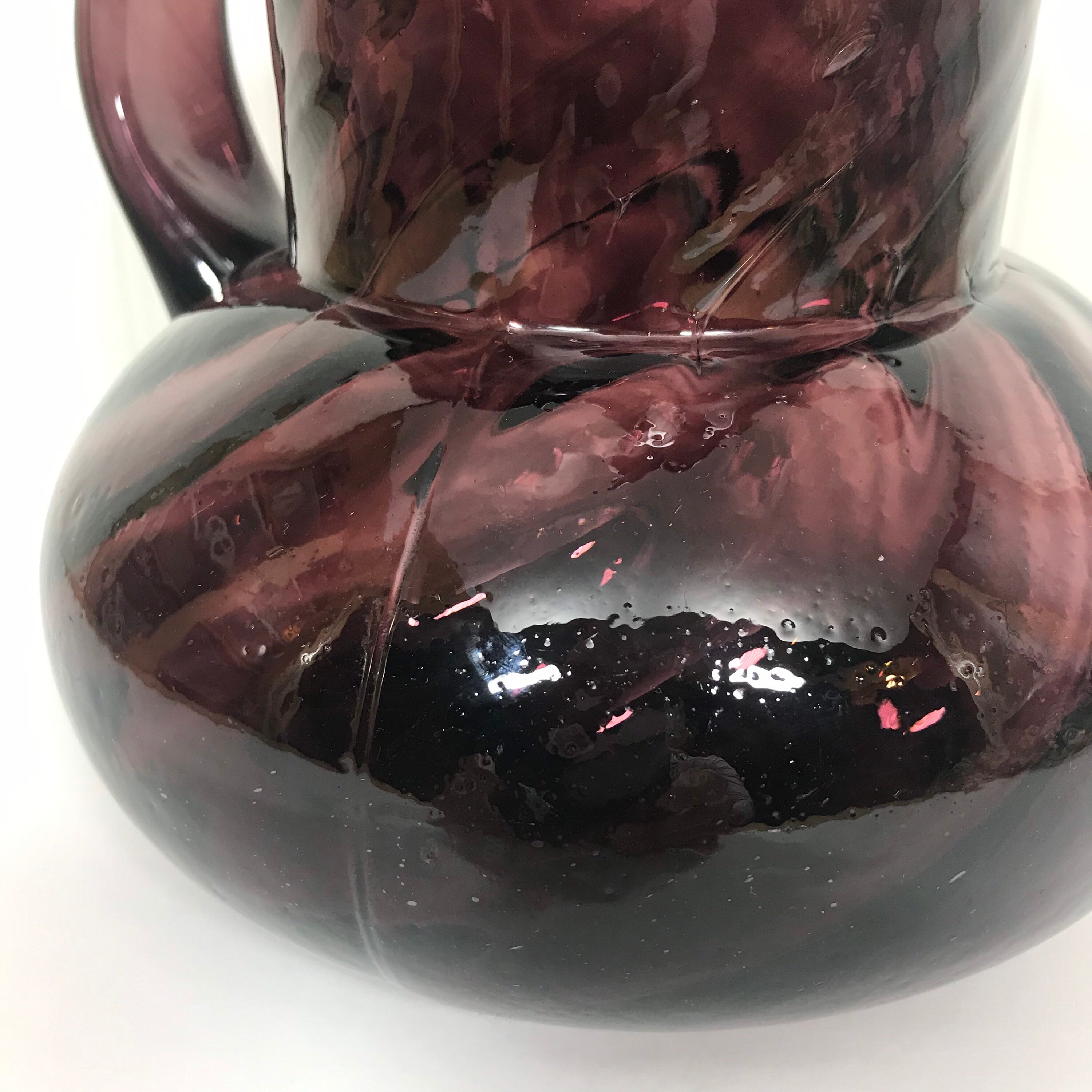 Vintage Blenko Glass Purple Amethyst Swirl Pitcher / Vase 7