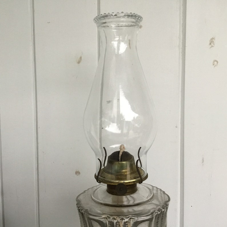 Vintage Clear Glass Oil Lamp With Eagle Burner Made in USA 17 Etsy