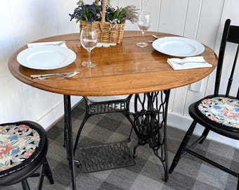 Vintage Singer Sewing Machine Base Drop Leaf Table - Unique Oval