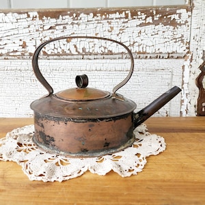 Vintage Handmade Copper Tea Kettle Teapot 8&quot; Tall Including the Handle with a 7 1/2&quot; Diameter Bottom