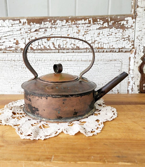 Antique Handmade Copper Tea Kettle Teapot 8 Tall Etsy
