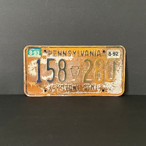 Vintage Pennsylvania PA Penna 1992 - 93 License Plate Tag 158 280 Registration