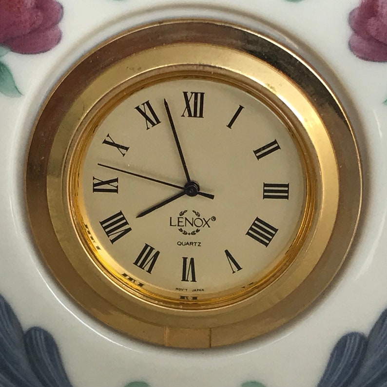 Lenox Clock Floral Blue Poppies Design Quartz Movement Older Etsy
