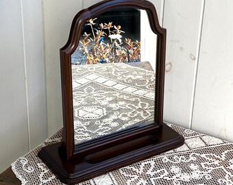 Dresser Top Mirror with Stand and Change Tray - Free Standing Mirror