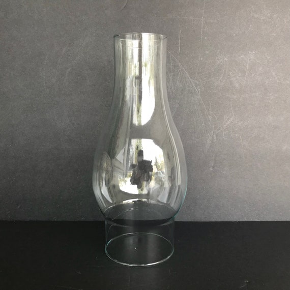 7 5/8" TALL  KEROSENE OIL LAMP CLEAR GLASS SHADE CHIMNEY GLOBE 2 3/4" FITTER 