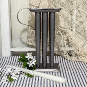 Vintage Metal Taper Candle Mold, makes Six Candles Country Farmhouse Decor