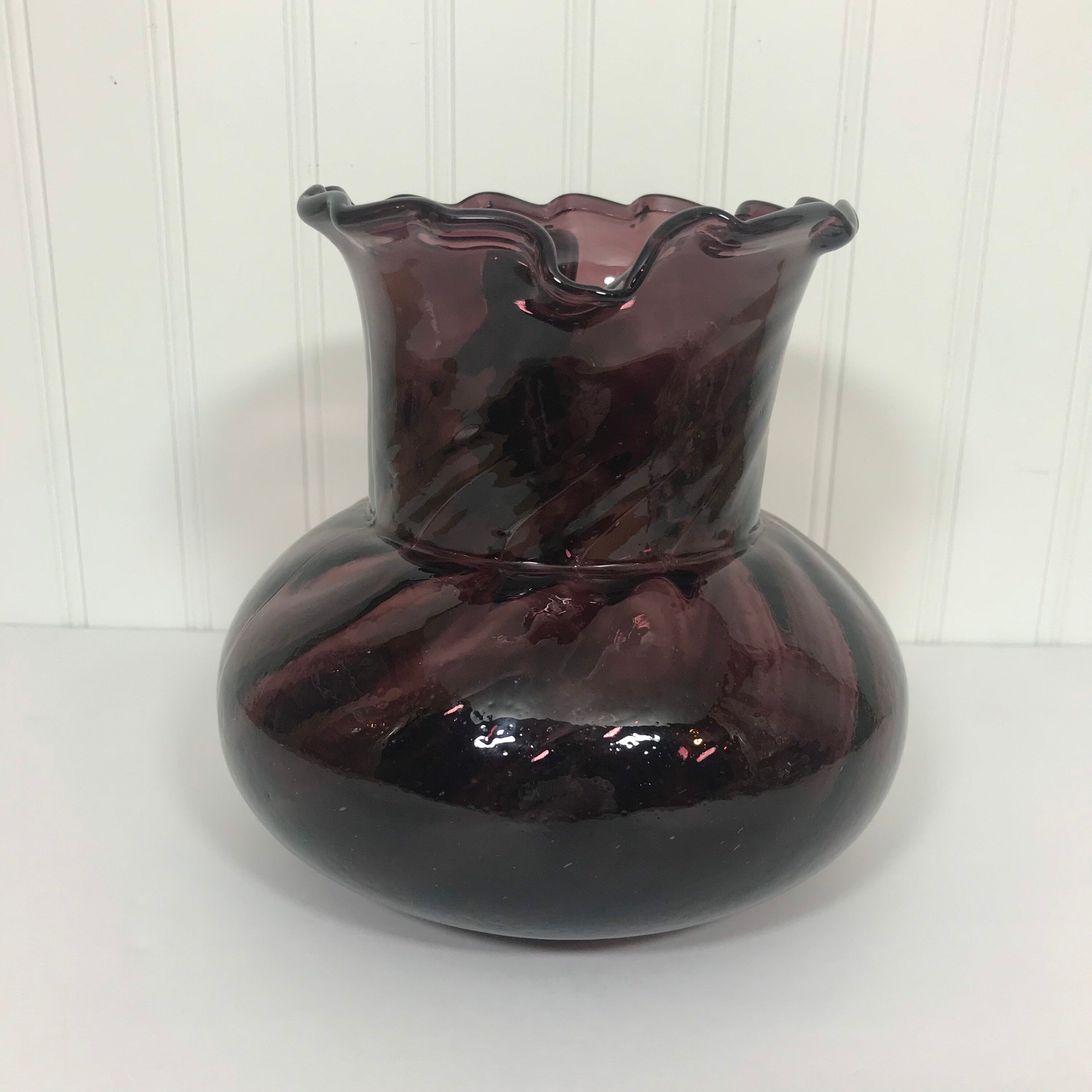 Vintage Blenko Glass Purple Amethyst Swirl Pitcher / Vase Etsy UK