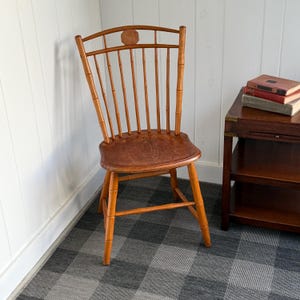 Vintage Wooden Side Chair Old Country Farmhouse Seating Desk Chair Bamboo Back Chair Antique