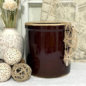 Crock R.R.P. & Co. Robinson Ransbottom Primitive #3 Crown Stoneware Crock 11-1/4" Tall x 10-1/2" Wide