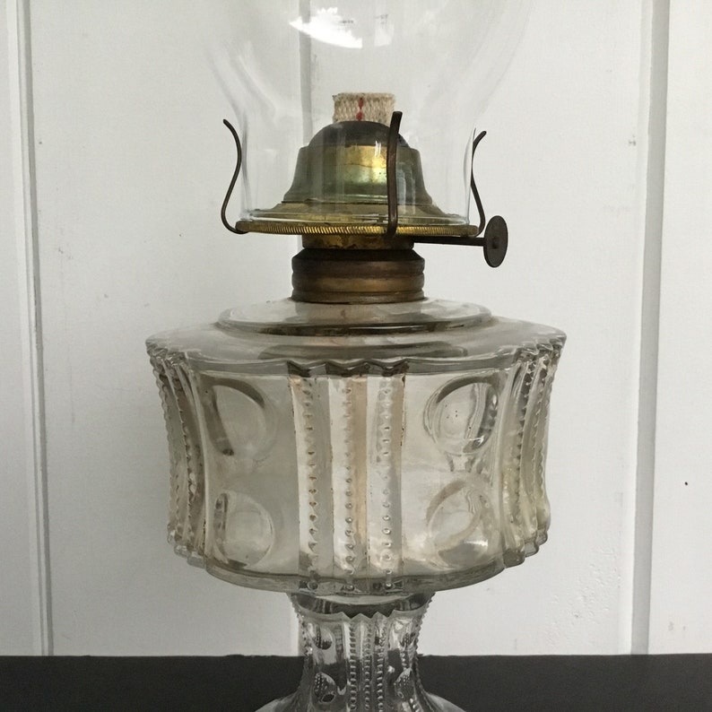 Vintage Clear Glass Oil Lamp With Eagle Burner Made in USA 17 Etsy