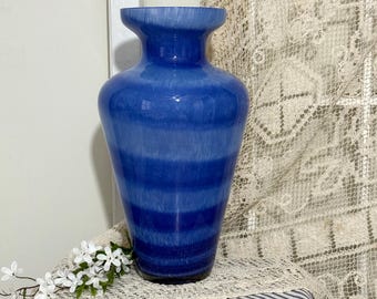 Kobaltblaue Wirbel-Kunst-Glasvase - Mid-Century Statement Piece, 14 "groß