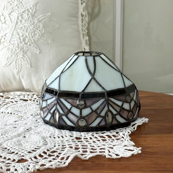 Abat-jour de rechange pour vitrail vintage marron et beige - Abat-jour suspendu, lampe de sol ou de table 6 3/4 l x 4 1/2 h