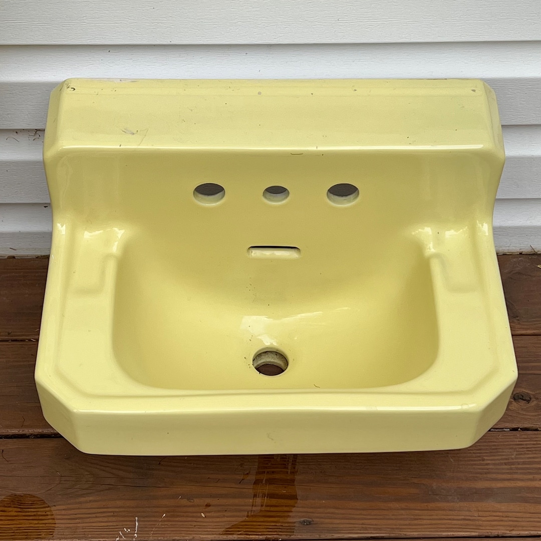 Vintage 1957 American Standard Yellow Wall Hung Sink With Hanging Wall ...