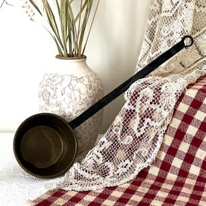Brass Water Ladle/Dipper with Forged Iron Long Handled Dipper Primitive Farmhouse Style