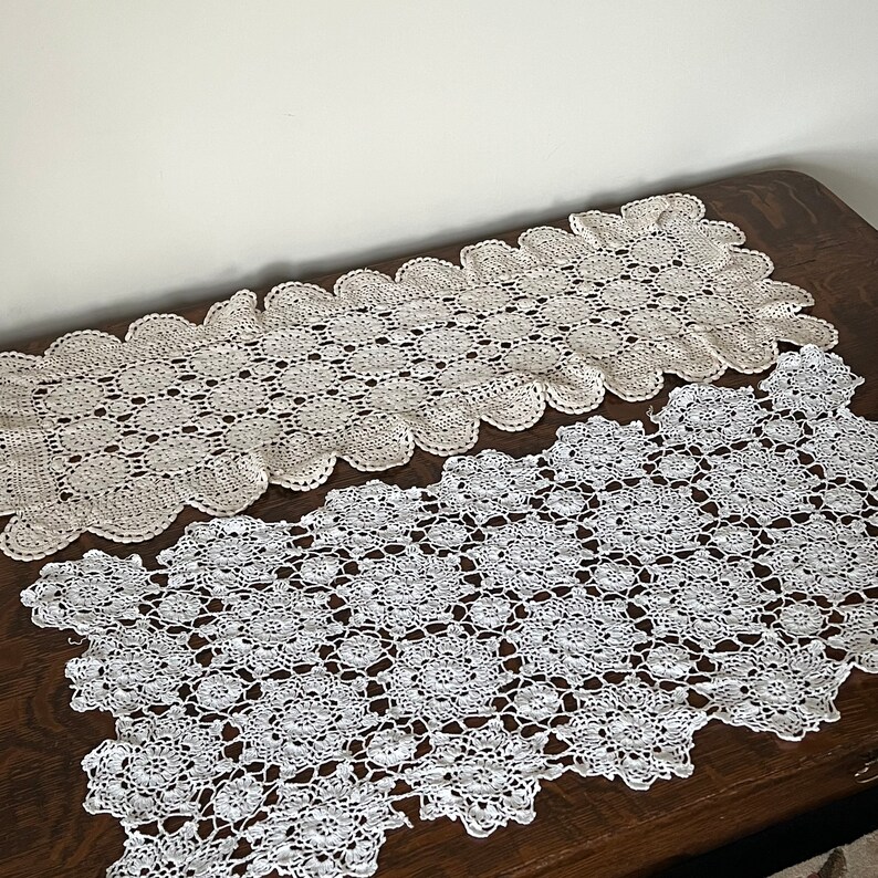 9 Vintage Lace Bureau Scarves Table Runners Hand Made White Etsy