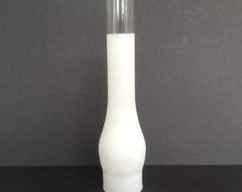 Paralume per camino in vetro satinato e trasparente di ricambio, 3" Fitter x 14" alto, per lampada a olio a collo lungo Huricane