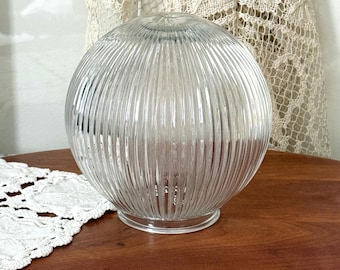 6 1/4" Clear Glass Ribbed Ball Globe Replacement Ball Globe Round Shade with Stripes 3 3/16" Fitter