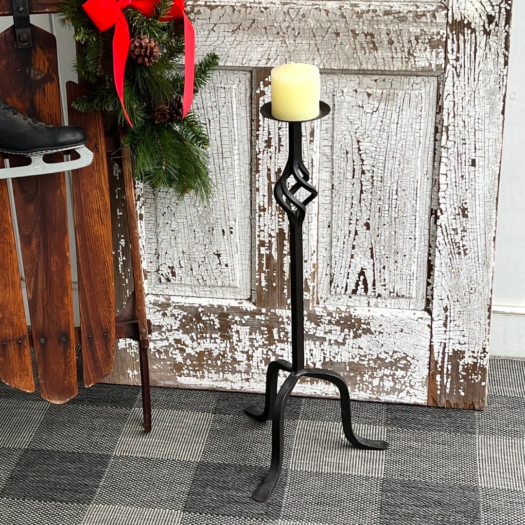 Wrought Iron Candleholder 25 Tall Floor Candle Stand Fireplace Hearth