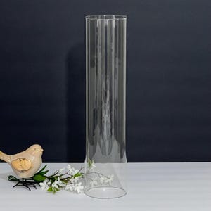 17 5/8&quot; Tall Clear Glass Cylinder Chimney Tube Globe Chimney Tube Candle Holder Sleeve 4 1/4&quot; Wide Open Ended Candle Shade