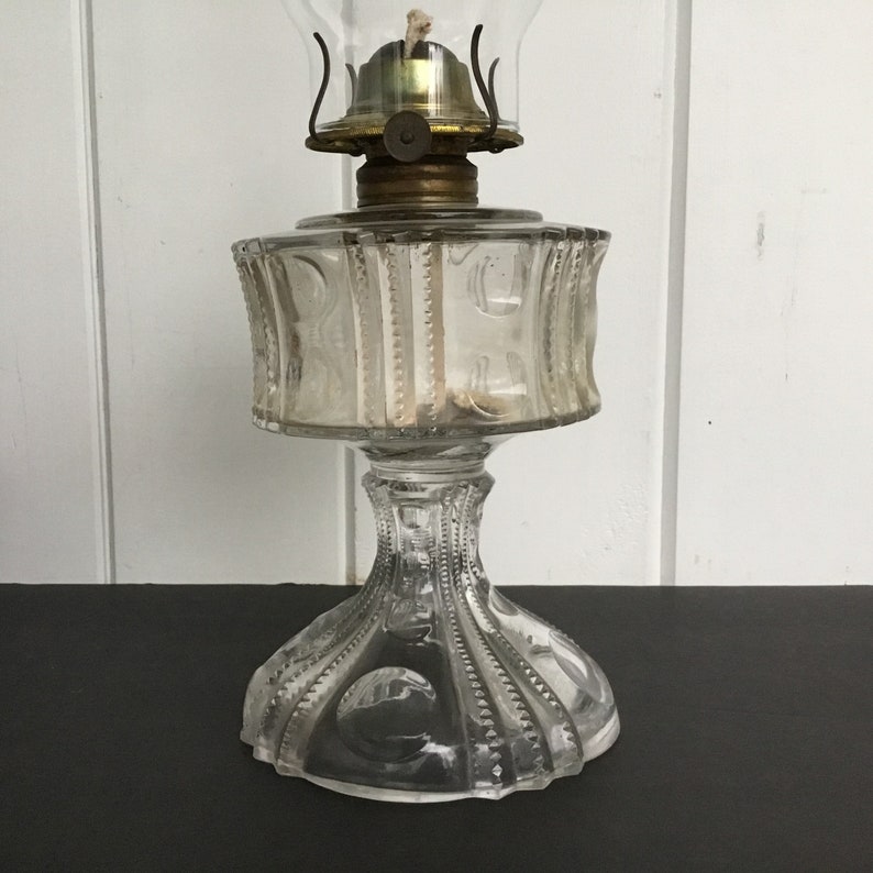 Vintage Clear Glass Oil Lamp With Eagle Burner Made in USA 17 Etsy