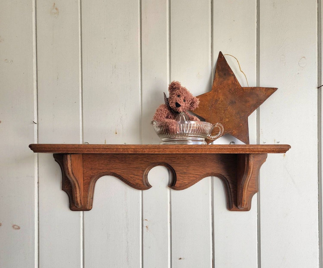 24 Vintage Oak Wall Shelf With Beautiful Patina and Nice Etsy