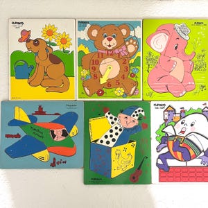 6 Vintage Playskool Wooden Jigsaw Puzzles 1980&#39;s