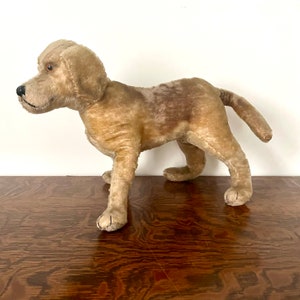 14&quot; Biggie Beagle Large Steiff Mohair Dog Germany Ear Button Standing Swivel Head Orange Glass Eyes NOT PERFECT