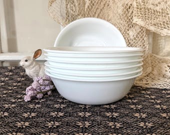 Corelle (7) Soup/Cereal Bowls Winter Frost White (Corelle) by Corning / Space Saving Apartment Life