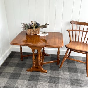 Ethan Allen Drop Leaf Side Table Traditional Nutmeg Maple Gate Leg  End Table  27 x 33 open - 27&quot; x 13 1/4&quot; leaves down - 21&quot; high scratches