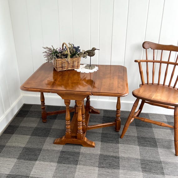 Ethan Allen Drop Leaf Side Table Traditional Nutmeg Maple Gate Leg End Table 27 X 33 Open 27 X 13 1 4 Leaves Down 21 High Scratches Etsy